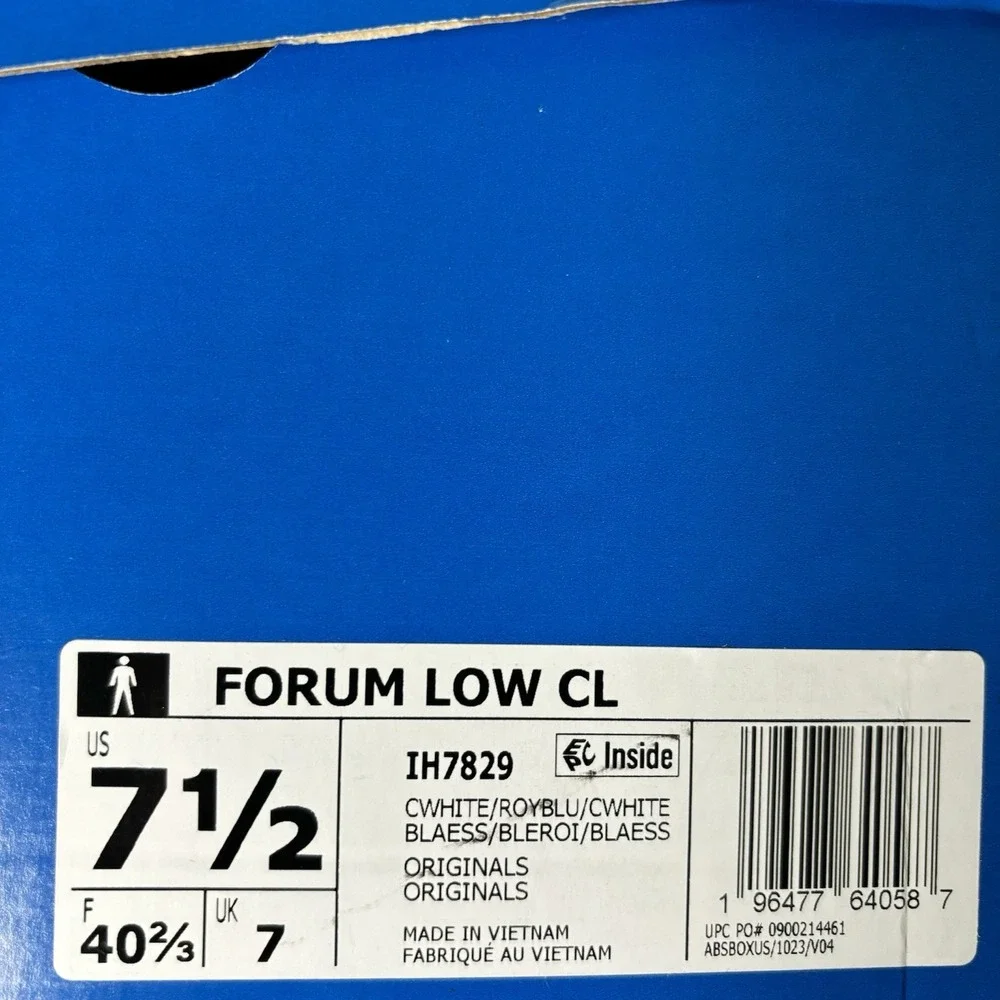 Adidas Shoes Mens 7.5 Forum Low CL White Royal Blue IH7829 Leather Sneaker Retro